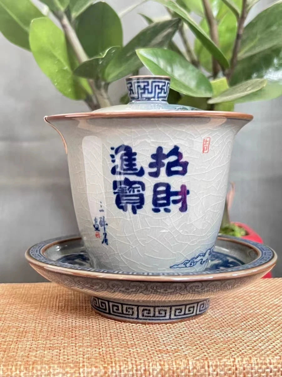Jing De Zhen Antique Clay Dragon Gaiwan Opening Pottery Tea Cup Set Teaware Bowl For Tea Ceremony Coffee Mugs River Teacup Zen