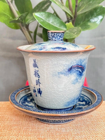 Jing De Zhen Antique Clay Dragon Gaiwan Opening Pottery Tea Cup Set Teaware Bowl For Tea Ceremony Coffee Mugs River Teacup Zen