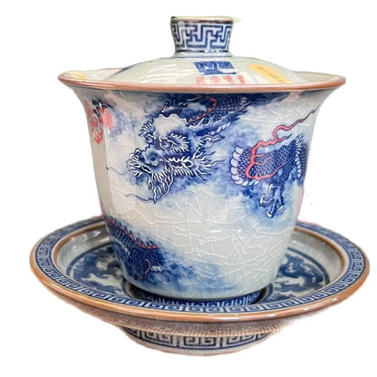 Jing De Zhen Antique Clay Dragon Gaiwan Opening Pottery Tea Cup Set Teaware Bowl For Tea Ceremony Coffee Mugs River Teacup Zen
