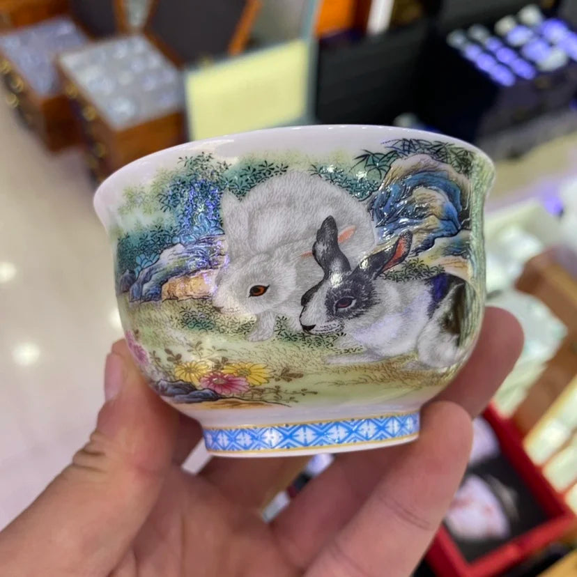 Jing De Zhen Antique Clay Rabbit Puer Cups Tea Cup Set Teaware Bowl For Tea Ceremony Coffee Mugs River Teacup