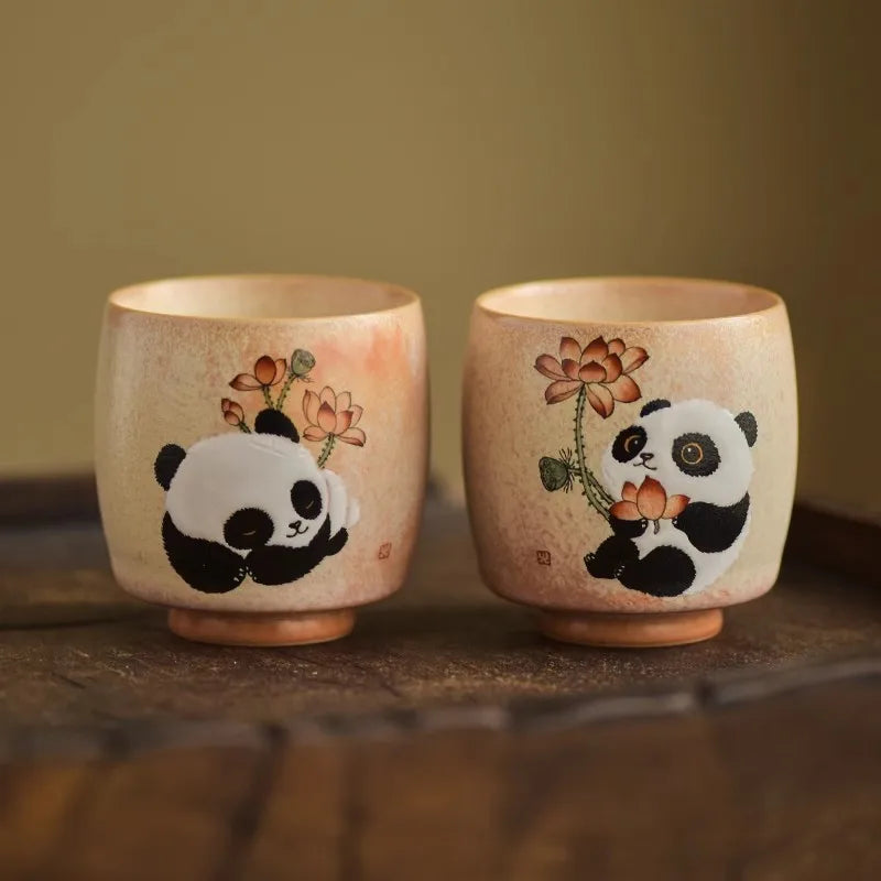 JingDe Zhen Antique Clay Rough Pottery Hand-painted Tang Dynasty Fat Beauty Tea Cup kung fu Tea Set Master tasting Teacup