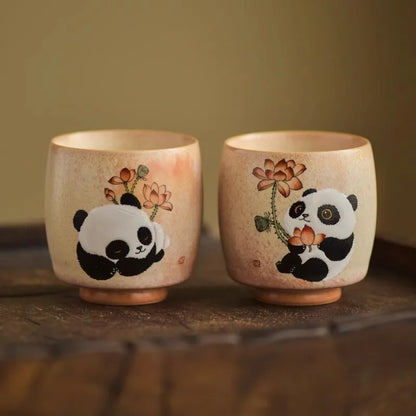 JingDe Zhen Antique Clay Rough Pottery Hand-painted Tang Dynasty Fat Beauty Tea Cup kung fu Tea Set Master tasting Teacup