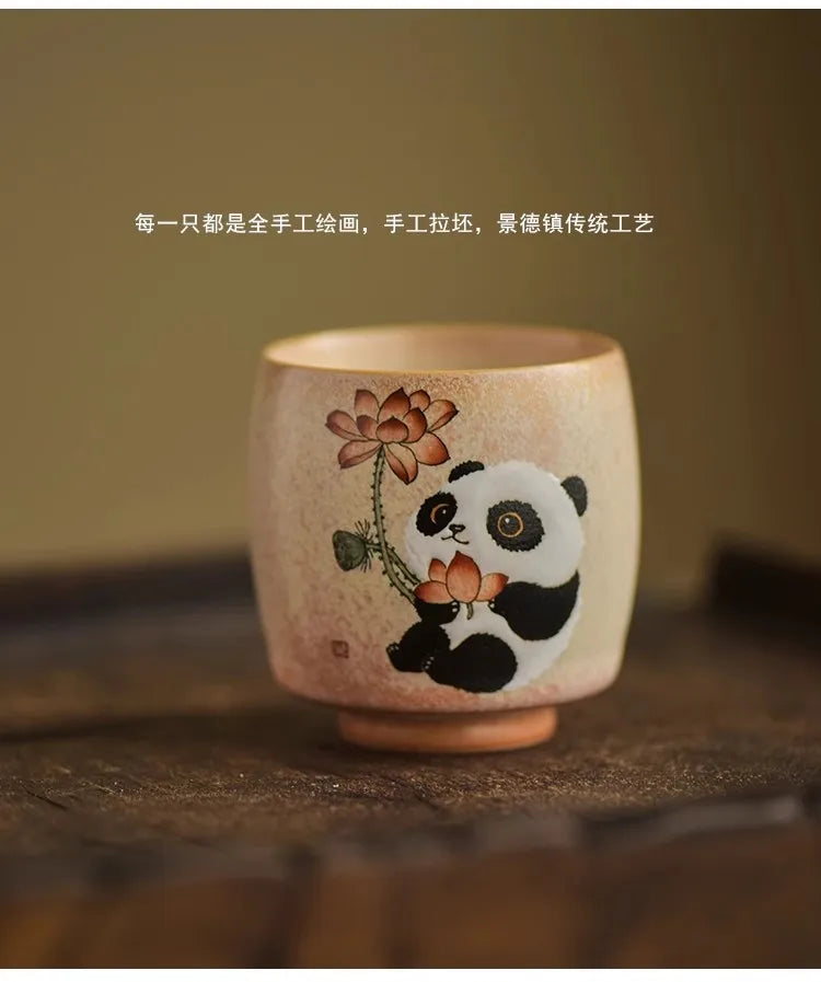 JingDe Zhen Antique Clay Rough Pottery Hand-painted Tang Dynasty Fat Beauty Tea Cup kung fu Tea Set Master tasting Teacup