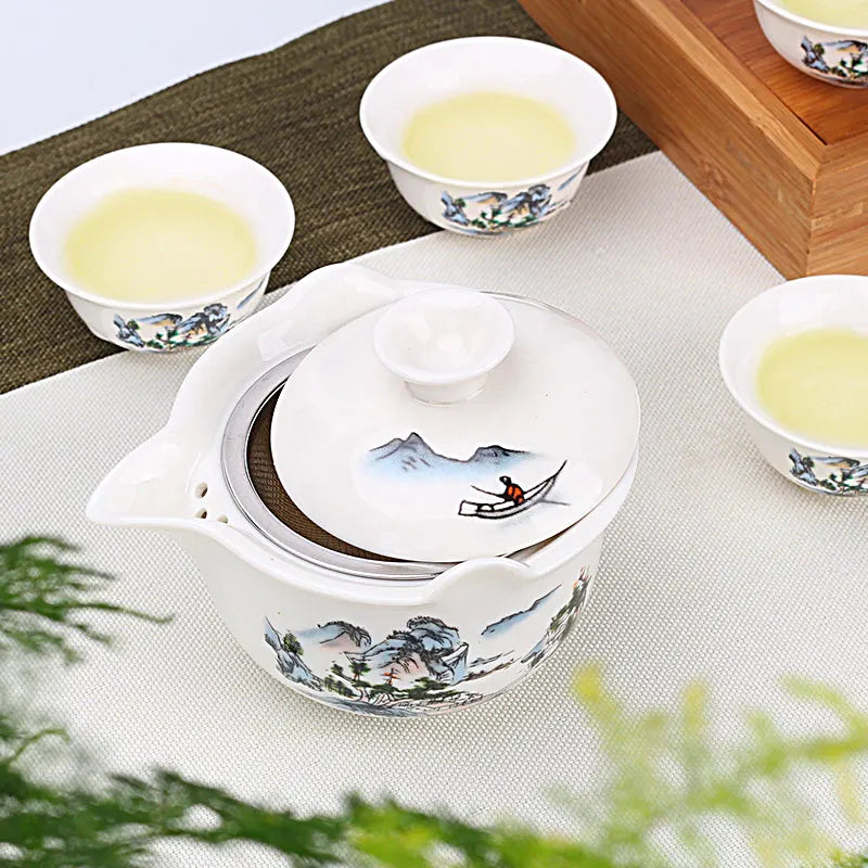 Jingdezhen-Anti-scald Large Ceramic Blue and White Porcelain Cover Bowl, Tea Cup, Chinese Tea Set, Jingdezhen Gaiwan, New