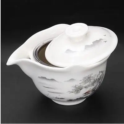 Jingdezhen-Anti-scald Large Ceramic Blue and White Porcelain Cover Bowl, Tea Cup, Chinese Tea Set, Jingdezhen Gaiwan, New