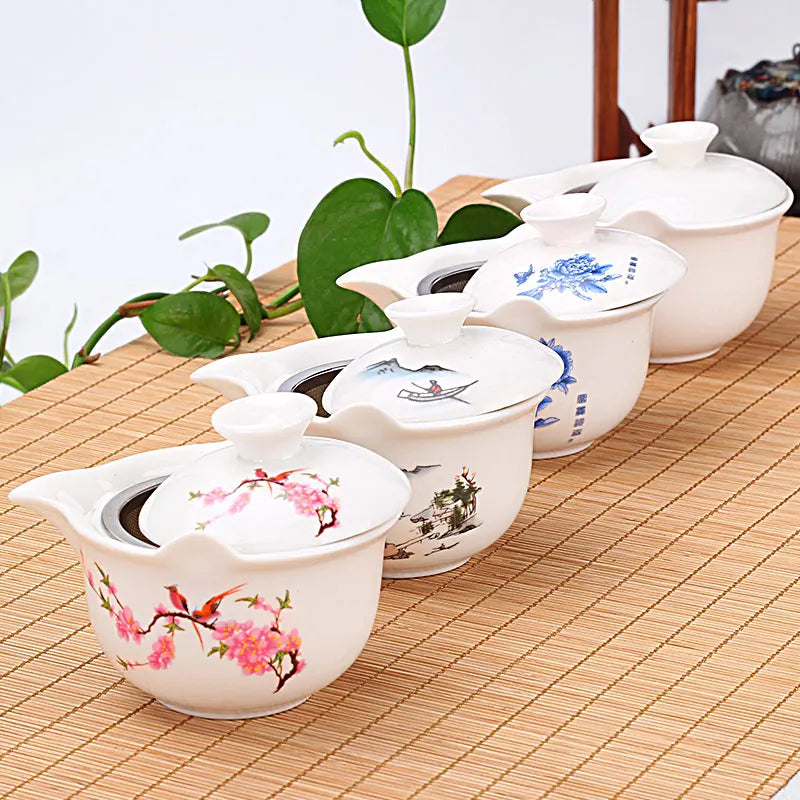 Jingdezhen-Anti-scald Large Ceramic Blue and White Porcelain Cover Bowl, Tea Cup, Chinese Tea Set, Jingdezhen Gaiwan, New
