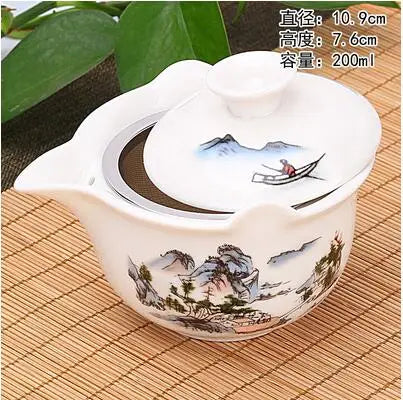Jingdezhen-Anti-scald Large Ceramic Blue and White Porcelain Cover Bowl, Tea Cup, Chinese Tea Set, Jingdezhen Gaiwan, New