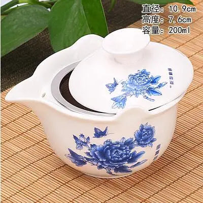 Jingdezhen-Anti-scald Large Ceramic Blue and White Porcelain Cover Bowl, Tea Cup, Chinese Tea Set, Jingdezhen Gaiwan, New