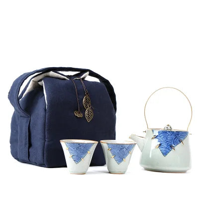 Jingdezhen Blue And White Ceramic Travel Tea Set Hand-painted Antique Kung Fu Green Black Teapot Tea Cup Set Gift Free Shipping