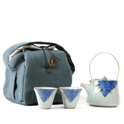 Jingdezhen Blue And White Ceramic Travel Tea Set Hand-painted Antique Kung Fu Green Black Teapot Tea Cup Set Gift Free Shipping