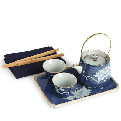 Jingdezhen Blue And White Ceramic Travel Tea Set Hand-painted Antique Kung Fu Green Black Teapot Tea Cup Set Gift Free Shipping