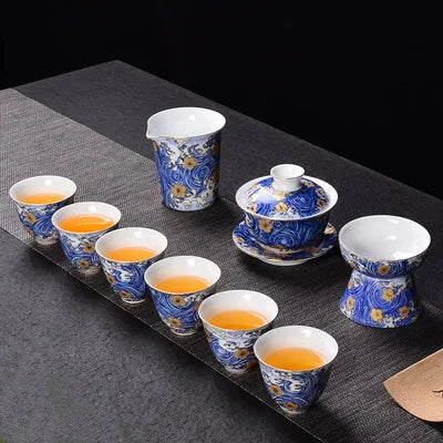 Jingdezhen Blue And White Porcelain Tea Sets Ceramic Teapot Home Simple Cover Bowl Teacups Kung Fu Black Tea Pu-erh Teaware Gift