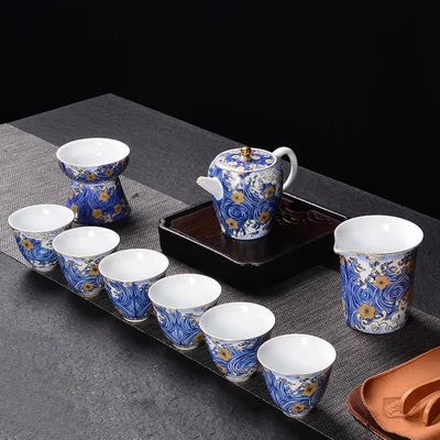 Jingdezhen Blue And White Porcelain Tea Sets Ceramic Teapot Home Simple Cover Bowl Teacups Kung Fu Black Tea Pu-erh Teaware Gift