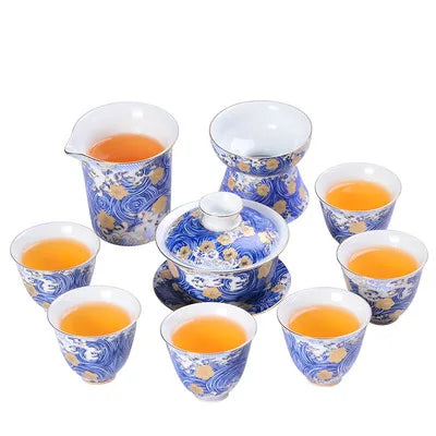 Jingdezhen Blue And White Porcelain Tea Sets Ceramic Teapot Home Simple Cover Bowl Teacups Kung Fu Black Tea Pu-erh Teaware Gift