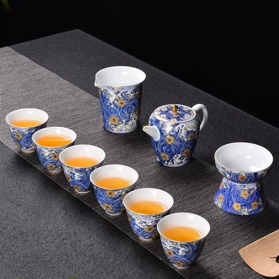 Jingdezhen Blue And White Porcelain Tea Sets Ceramic Teapot Home Simple Cover Bowl Teacups Kung Fu Black Tea Pu-erh Teaware Gift