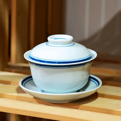 Jingdezhen Blue and White Porcelain Gaiwan Handmade Ceramic Teacup Travel Tea Bowl Chinese Teaware Drinkware Personal Cup 200ml