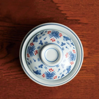 Jingdezhen Blue and White Porcelain Gaiwan Handmade Ceramic Teacup Travel Tea Bowl Chinese Teaware Drinkware Personal Cup 200ml