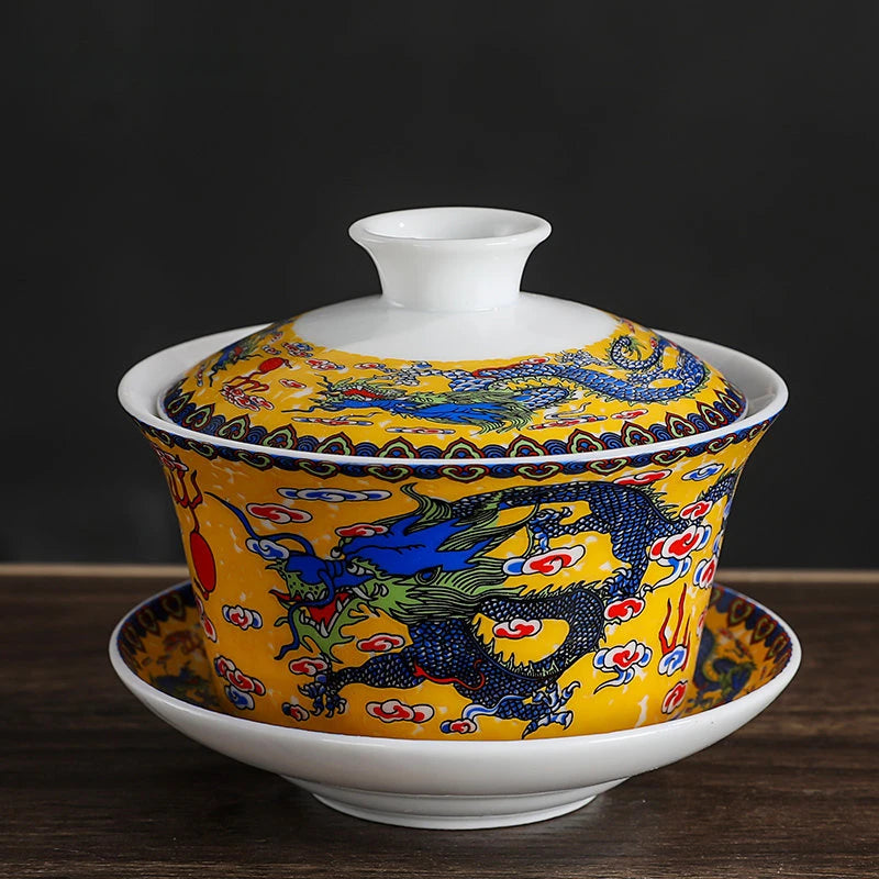 Jingdezhen Blue and White Porcelain Gaiwan Teacup Handmade Ceramic Tea Bowl Chinese Home Porcelain Teaware Drinkware 250ml