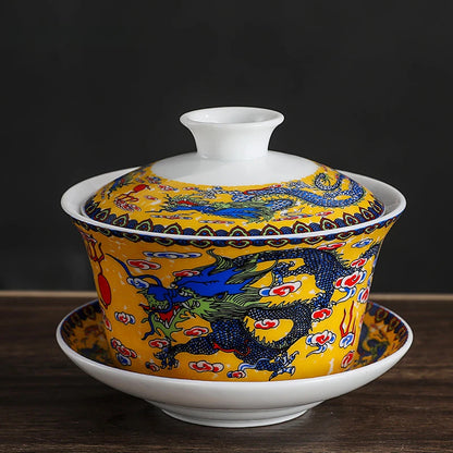 Jingdezhen Blue and White Porcelain Gaiwan Teacup Handmade Ceramic Tea Bowl Chinese Home Porcelain Teaware Drinkware 250ml