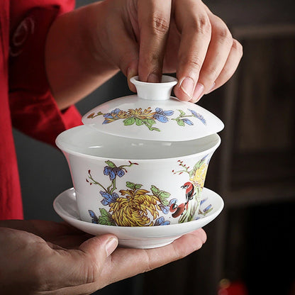 Jingdezhen Blue and White Porcelain Gaiwan Teacup Handmade Ceramic Tea Bowl Chinese Home Porcelain Teaware Drinkware 250ml