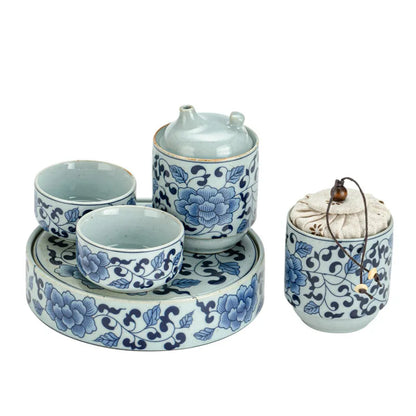 Jingdezhen Blue and White Porcelain Quick Cup One Pot Two Cups Household Porcelain Kung Fu Tea Set Portable Travel Office Teaw