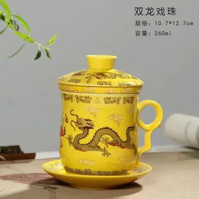 Jingdezhen-Blue and White Porcelain Tea Set, Four-Piece Set with Cover Filter, Tea Cup