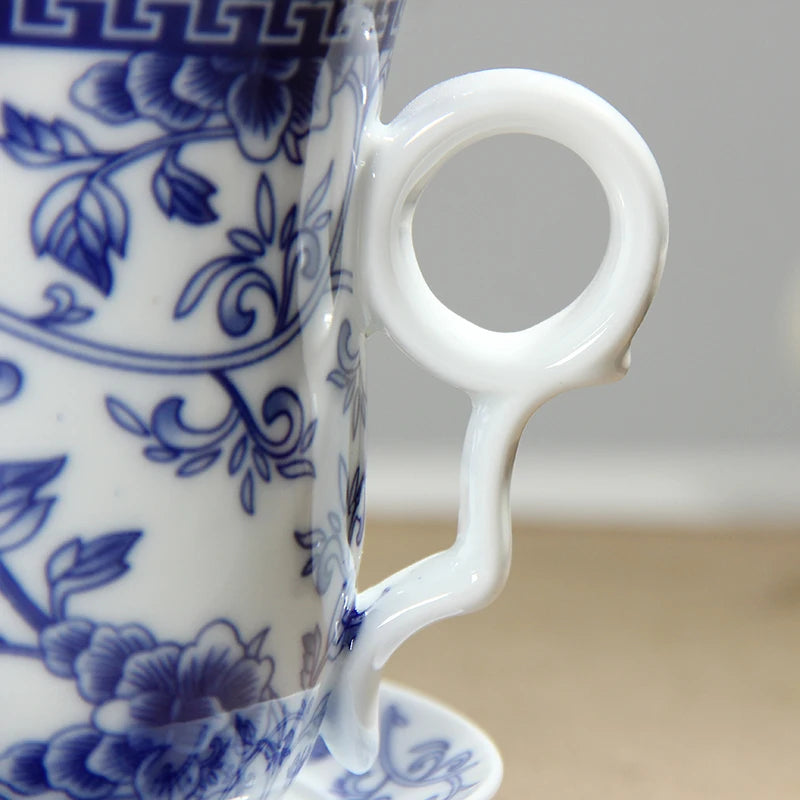 Jingdezhen-Blue and White Porcelain Tea Set, Four-Piece Set with Cover Filter, Tea Cup