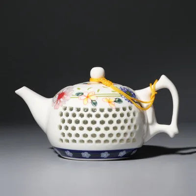 Jingdezhen Ceramic Blue And White Porcelain Teapot Kung Fu Black Tea Jin Jun Mei Linglong Tea Set Crystal Hollow Teapot Teaware