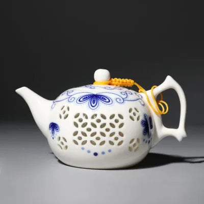 Jingdezhen Ceramic Blue And White Porcelain Teapot Kung Fu Black Tea Jin Jun Mei Linglong Tea Set Crystal Hollow Teapot Teaware