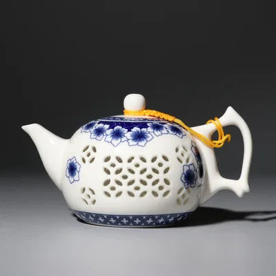 Jingdezhen Ceramic Blue And White Porcelain Teapot Kung Fu Black Tea Jin Jun Mei Linglong Tea Set Crystal Hollow Teapot Teaware