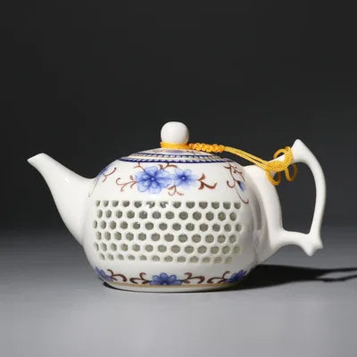 Jingdezhen Ceramic Blue And White Porcelain Teapot Kung Fu Black Tea Jin Jun Mei Linglong Tea Set Crystal Hollow Teapot Teaware