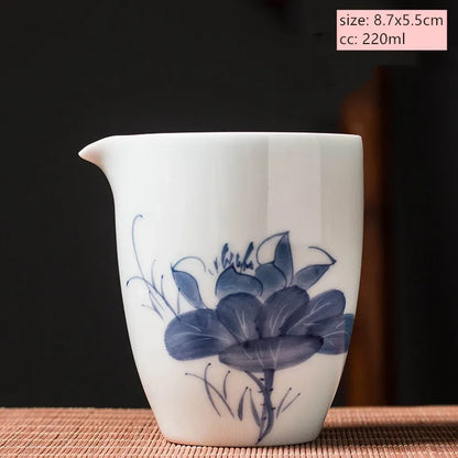 Jingdezhen Ceramic Gaiwan Chinese Blue and White Porcelain Tea Tureen Retro Handmade Tea Bowl Teacup Customized Teaware