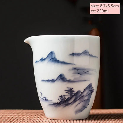 Jingdezhen Ceramic Gaiwan Chinese Blue and White Porcelain Tea Tureen Retro Handmade Tea Bowl Teacup Customized Teaware