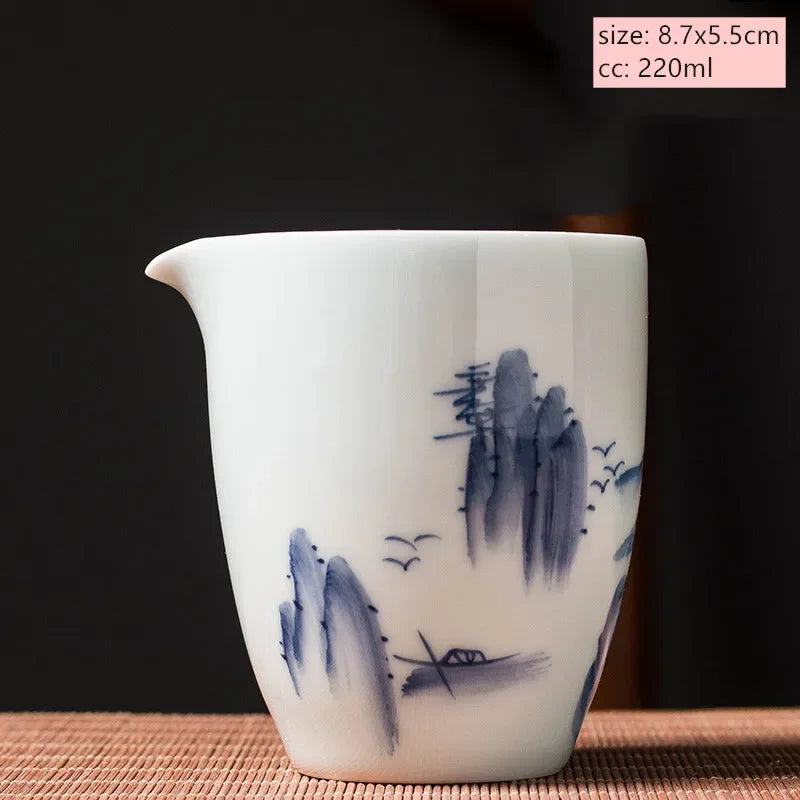 Jingdezhen Ceramic Gaiwan Chinese Blue and White Porcelain Tea Tureen Retro Handmade Tea Bowl Teacup Customized Teaware
