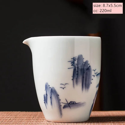 Jingdezhen Ceramic Gaiwan Chinese Blue and White Porcelain Tea Tureen Retro Handmade Tea Bowl Teacup Customized Teaware