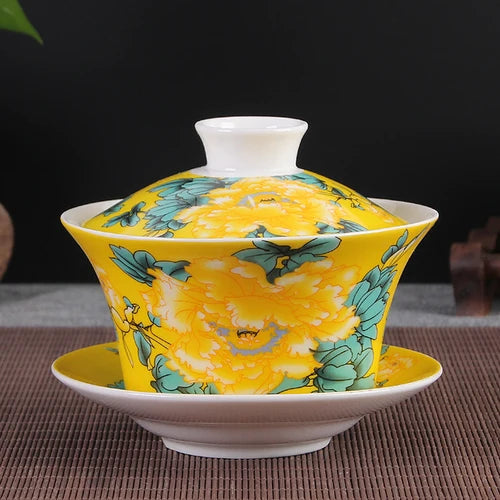 Jingdezhen Ceramic Gaiwan High Quality Sancai Tea Bowl Chinese Traditional Pattern Cover Bowl Blue and White Porcelain Tea Set