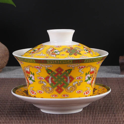 Jingdezhen Ceramic Gaiwan High Quality Sancai Tea Bowl Chinese Traditional Pattern Cover Bowl Blue and White Porcelain Tea Set