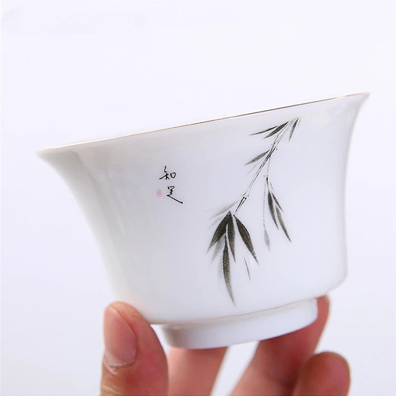 Jingdezhen Ceramic Gaiwan Tea Bowl White Porcelain Tea Maker with Cover Teacup Chinese Tea Set Supplies Household Drinkware