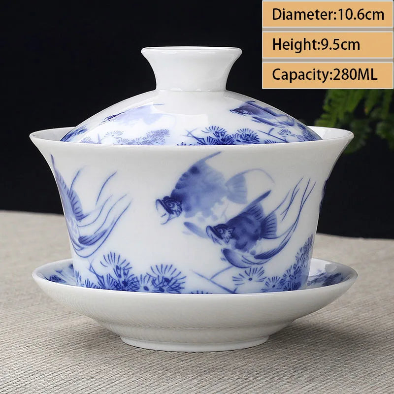 Jingdezhen Ceramic Gaiwan Teacup handmade Tea Tureen Boutique tea bowl Chinese Porcelain Teaware Accessories Drinkware