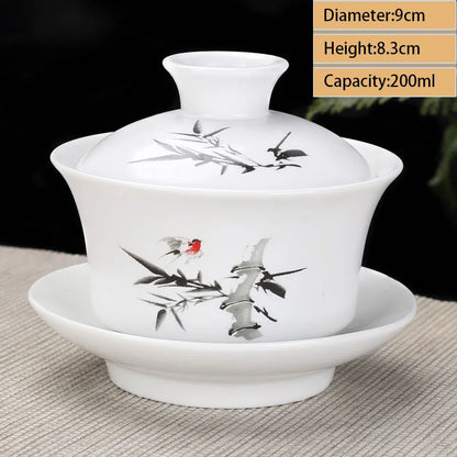Jingdezhen Ceramic Gaiwan Teacup handmade Tea Tureen Boutique tea bowl Chinese Porcelain Teaware Accessories Drinkware