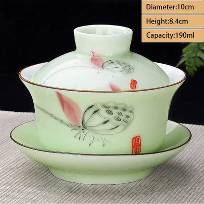 Jingdezhen Ceramic Gaiwan Teacup handmade Tea Tureen Boutique tea bowl Chinese Porcelain Teaware Accessories Drinkware