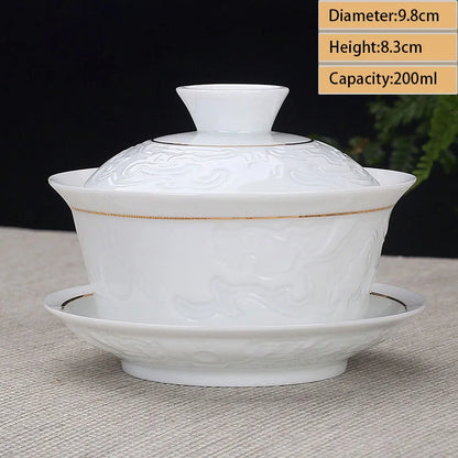 Jingdezhen Ceramic Gaiwan Teacup handmade Tea Tureen Boutique tea bowl Chinese Porcelain Teaware Accessories Drinkware