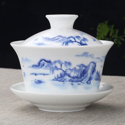 Jingdezhen Ceramic Gaiwan Teacup handmade Tea Tureen Boutique tea bowl Chinese Porcelain Teaware Accessories Drinkware