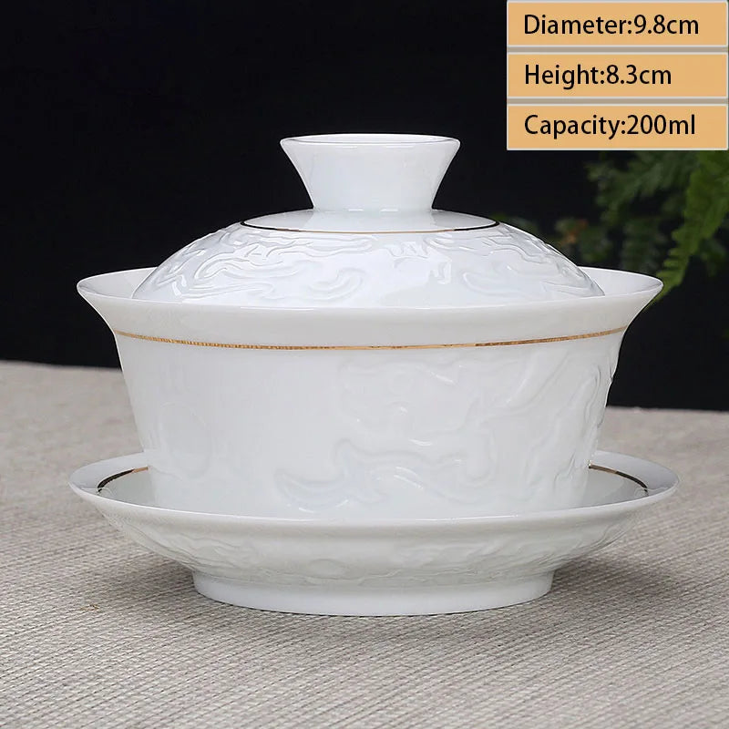 Jingdezhen Ceramic Gaiwan Teacup handmade Tea Tureen Boutique tea bowl Chinese Porcelain Teaware Accessories Drinkware