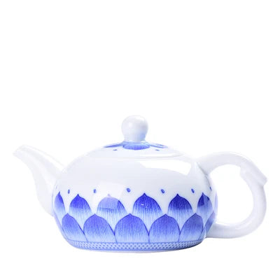 Jingdezhen Ceramic Humanoid Teapot Underglaze Color Blue And White Side Pot Pastel Flower Teapot Kungfu Single Pot Tea Set