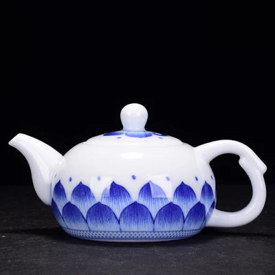 Jingdezhen Ceramic Humanoid Teapot Underglaze Color Blue And White Side Pot Pastel Flower Teapot Kungfu Single Pot Tea Set