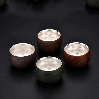 Jingdezhen Ceramic Silver Tea Cup Handmade Silver Master Cup Portable Personal Single Cup Customized Household Teacup Teaware