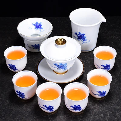 Jingdezhen Ceramic Tea Sets White Jade Porcelain Teapot High Grade Home Teacups Kung Fu Green Tea Oolong Pu-erh Teaware Gift Box