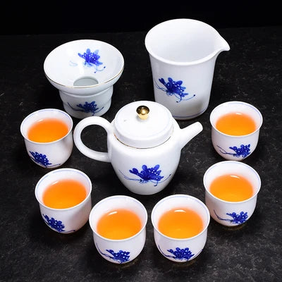 Jingdezhen Ceramic Tea Sets White Jade Porcelain Teapot High Grade Home Teacups Kung Fu Green Tea Oolong Pu-erh Teaware Gift Box