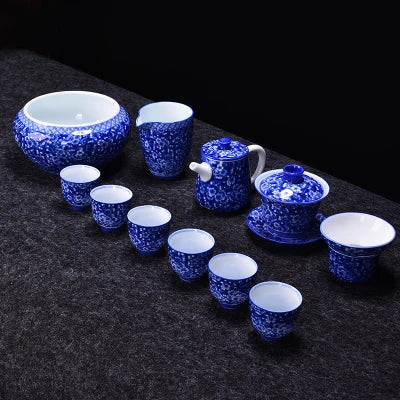 Jingdezhen Ceramic Tea Sets tea Blue And White Porcelain Set Home Teapot Cup Lid Bowl Kung Fu Black Tea Pu-erh Teaware Gift Box